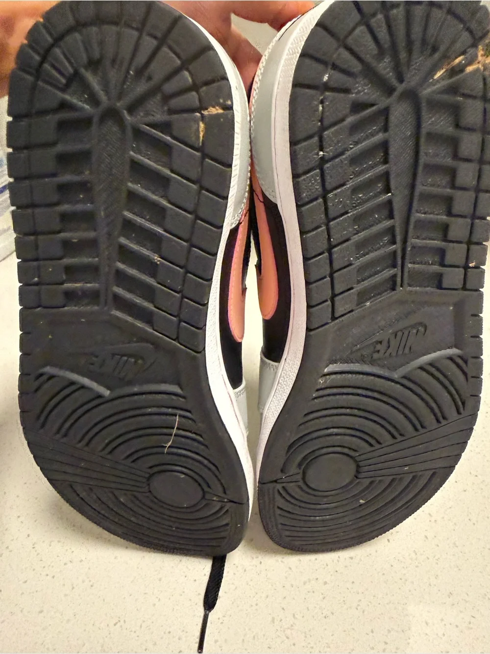 Jordan 1 Low Top Sneakers in Black, White & Peach